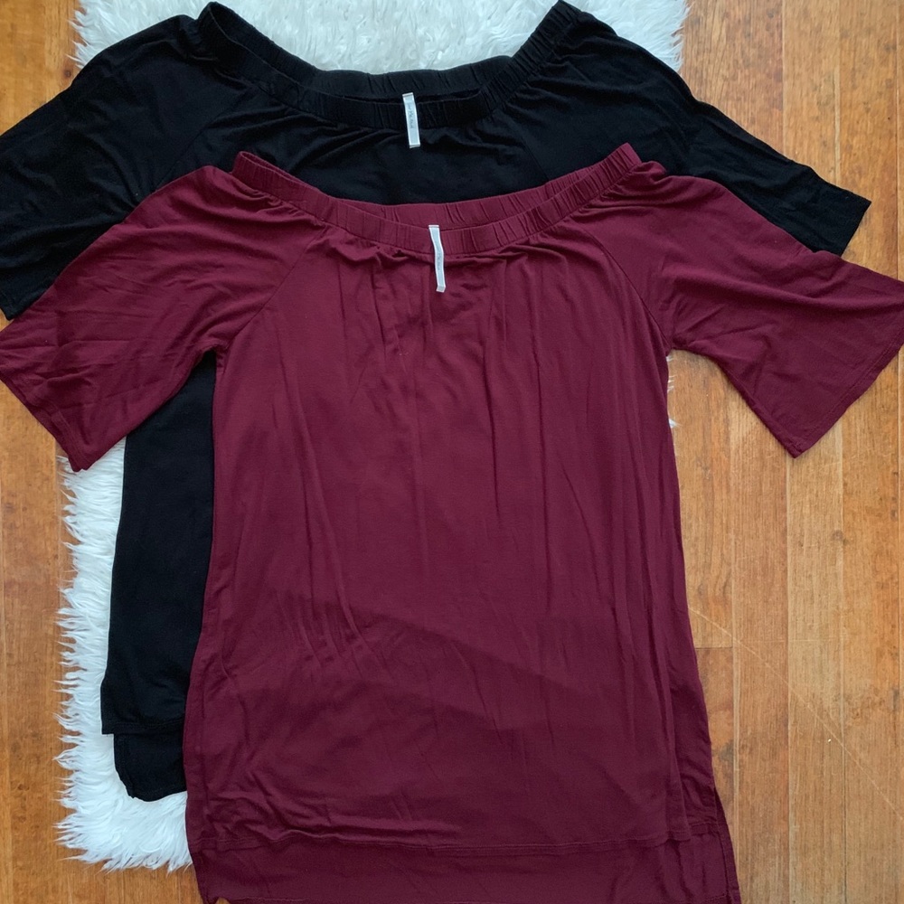 2 off the shoulder tunics